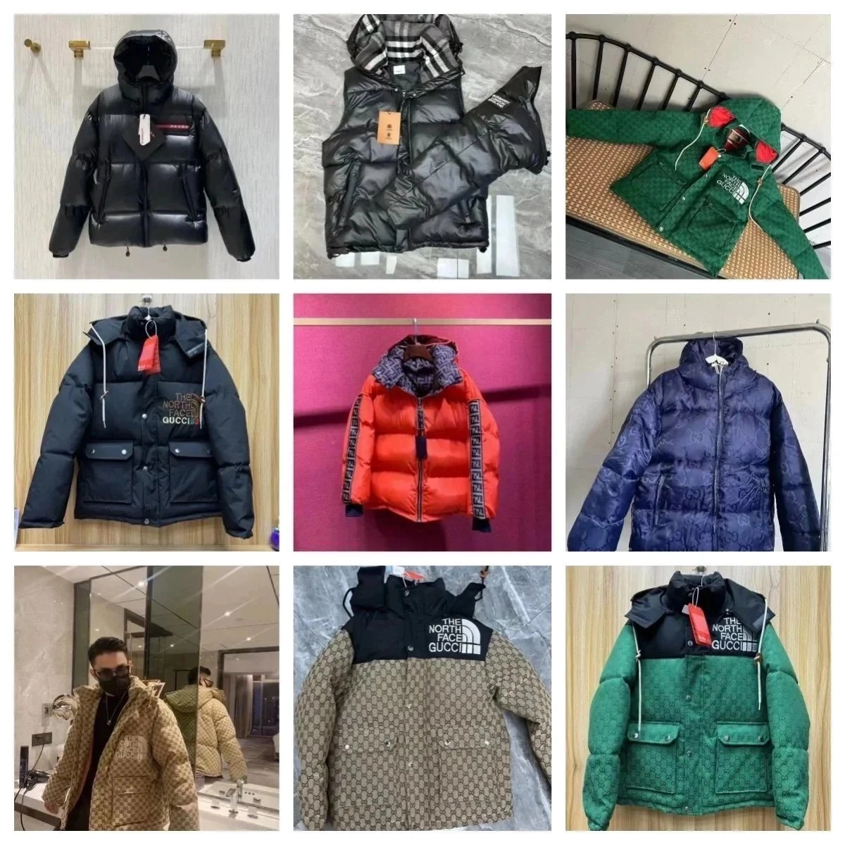 The North Face x Gucci Monogram Puffer Jacket - Green Black