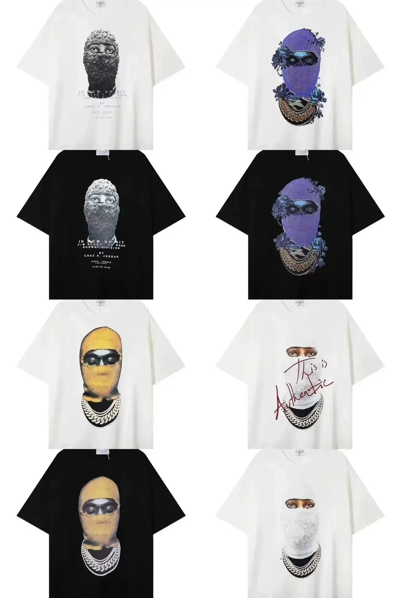 Chaz A. Jordan Balaclava Graphic T-Shirt - White Crystal Mesh