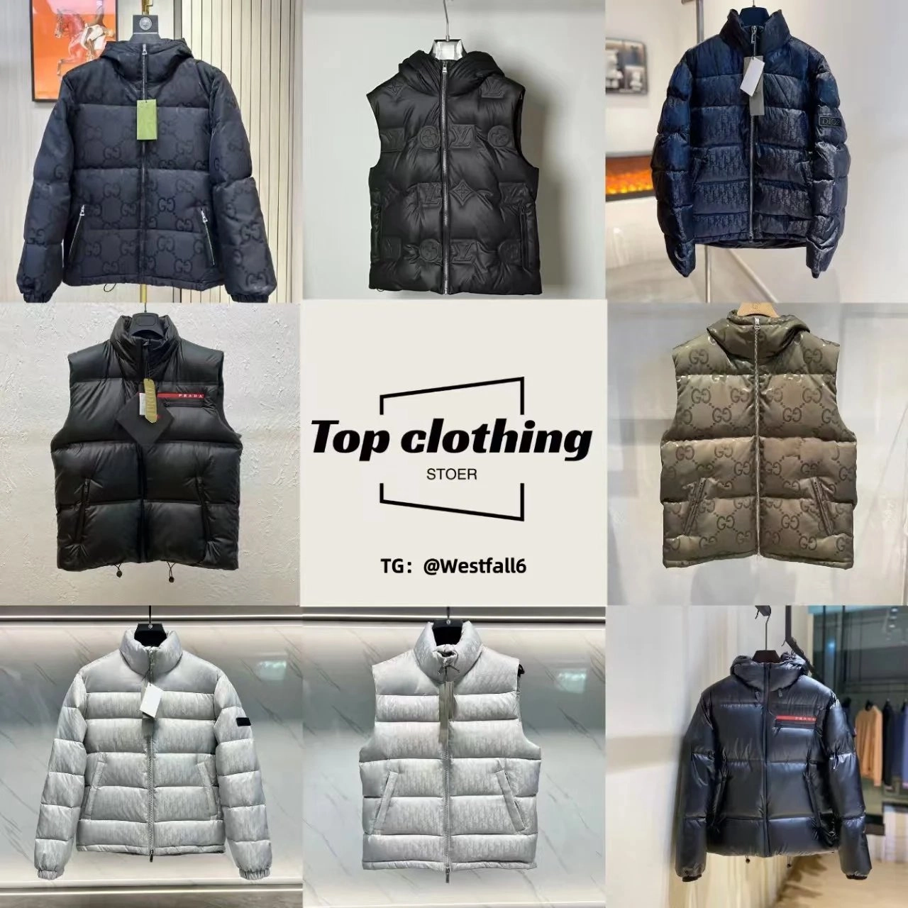 Gucci Monogram Quilted Puffer Jacket Navy Blue Hooded