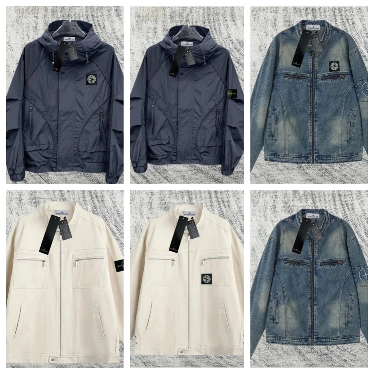 Stone Island Compass Logo Hooded Windbreaker Navy Blue