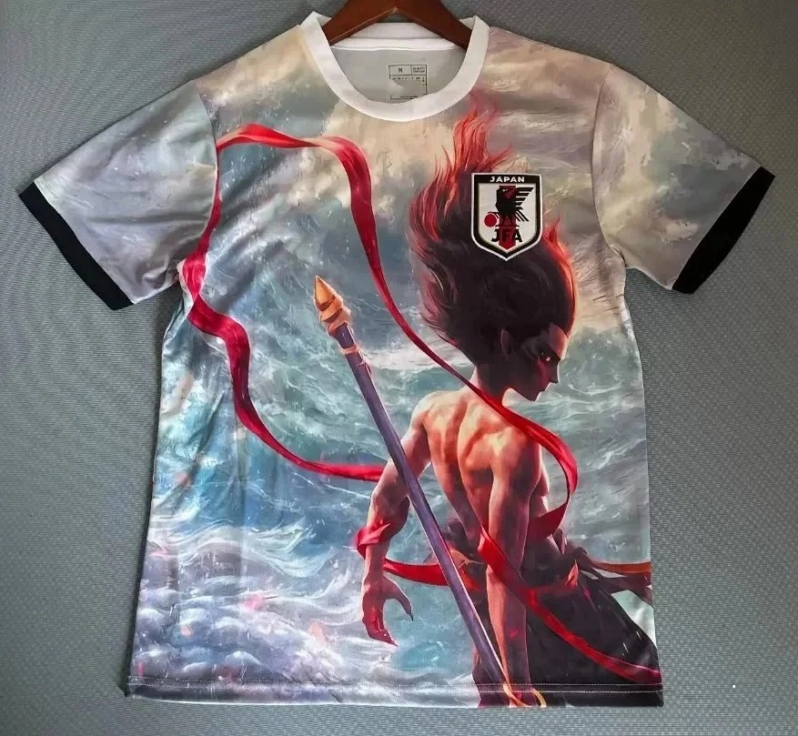 Japan National Team Anime-Inspired Graphic T-Shirt - Red Wave Design