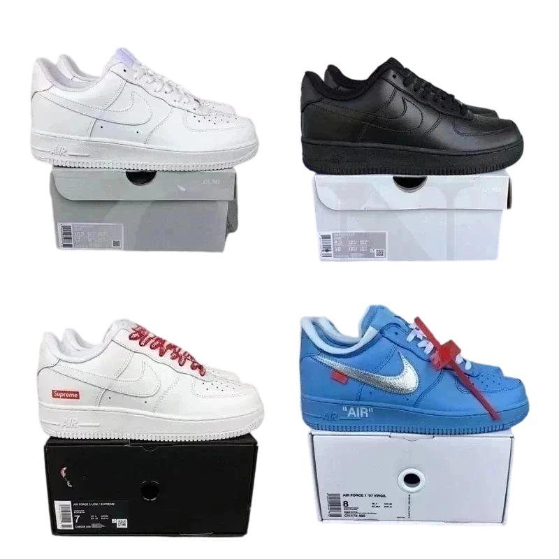 Nike Air Force 1 Off-White Blue with Industrial Tag and Red Lace