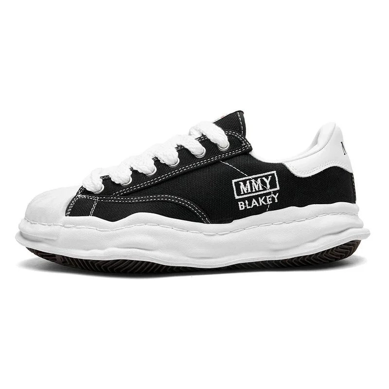 MMY BLAKEY Black Canvas Sneaker with White Wavy Sole