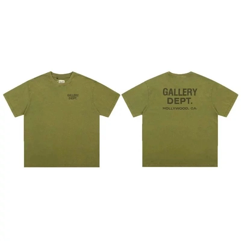 Gallery Dept Olive Green Logo T-Shirt Hollywood CA Print