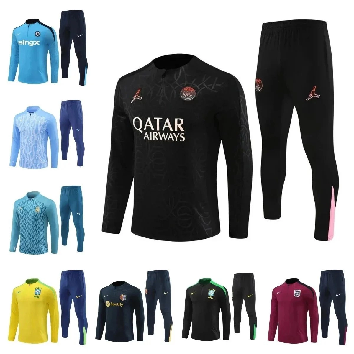 PSG Jordan x Qatar Airways Black Training Top with Pattern