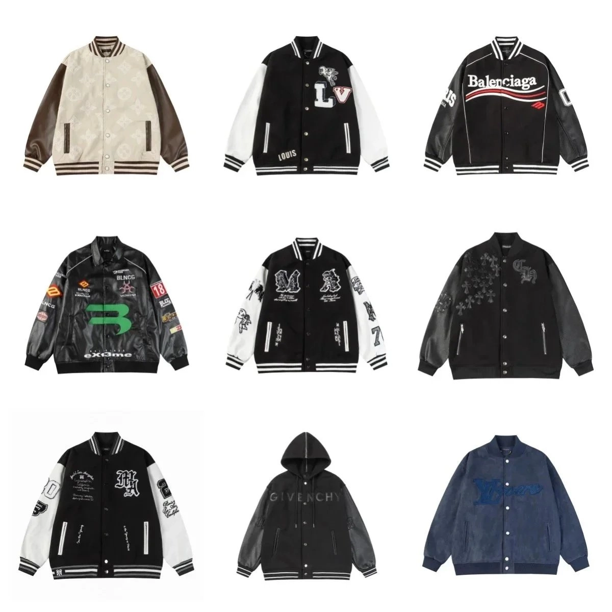 Balenciaga Varsity Jacket Black with Red White Stripe Logo