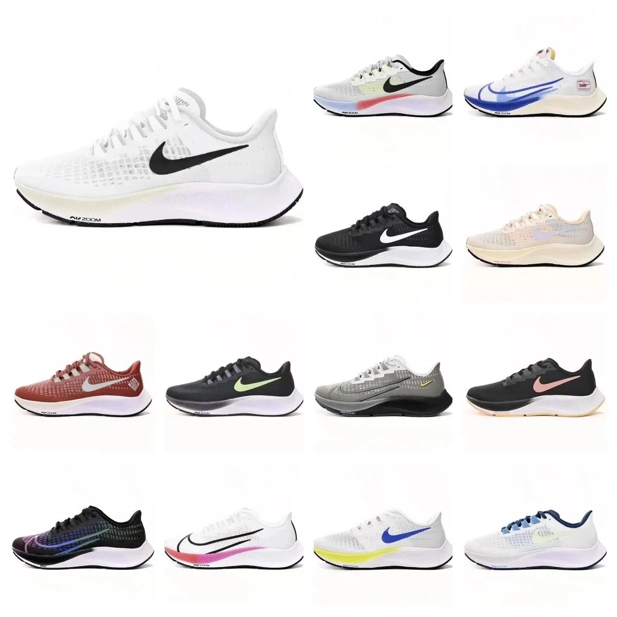Nike Air Zoom Pegasus 39 White Black Mesh Running Shoe
