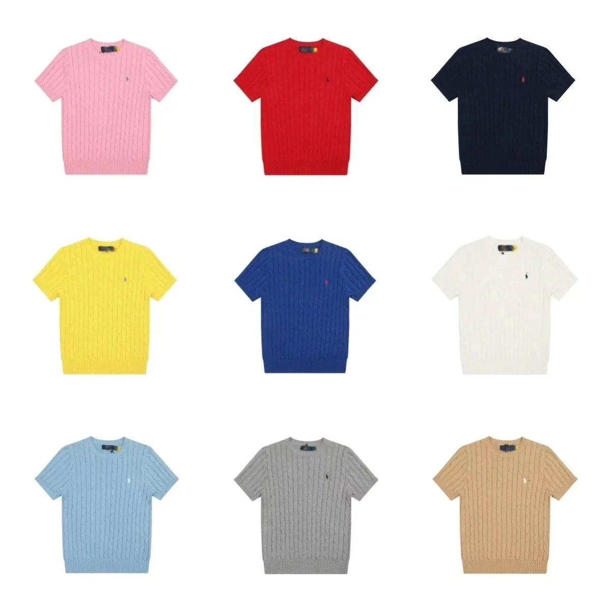 Polo Ralph Lauren Cable Knit Short Sleeve Sweater - Pink