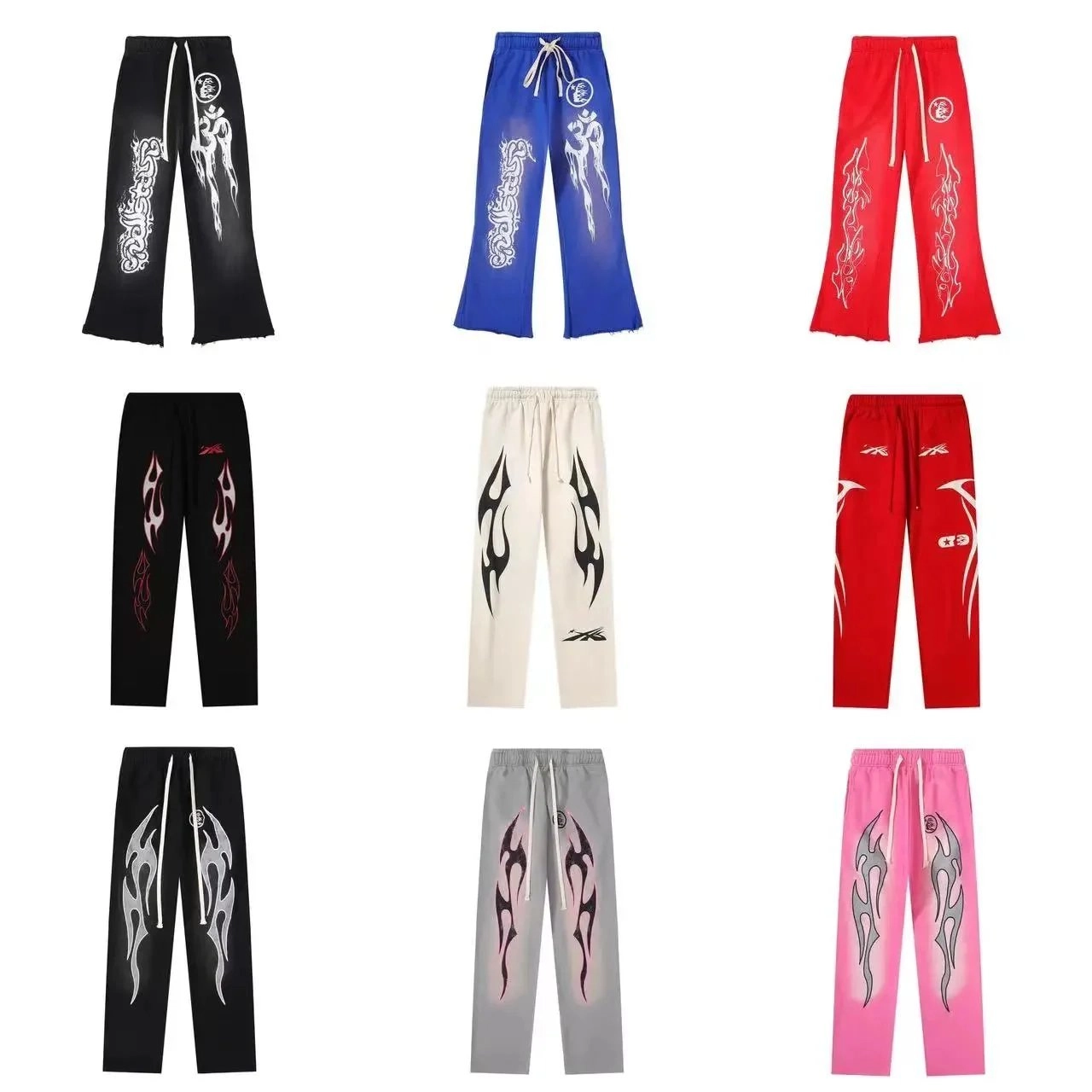 XTEP Flame Graphic Sweatpants - Black White Tribal Print