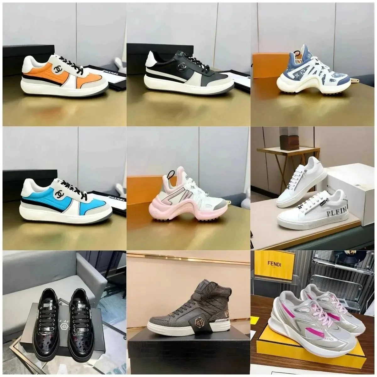 Chanel Runway Sneaker Orange-White Black Stripe Logo