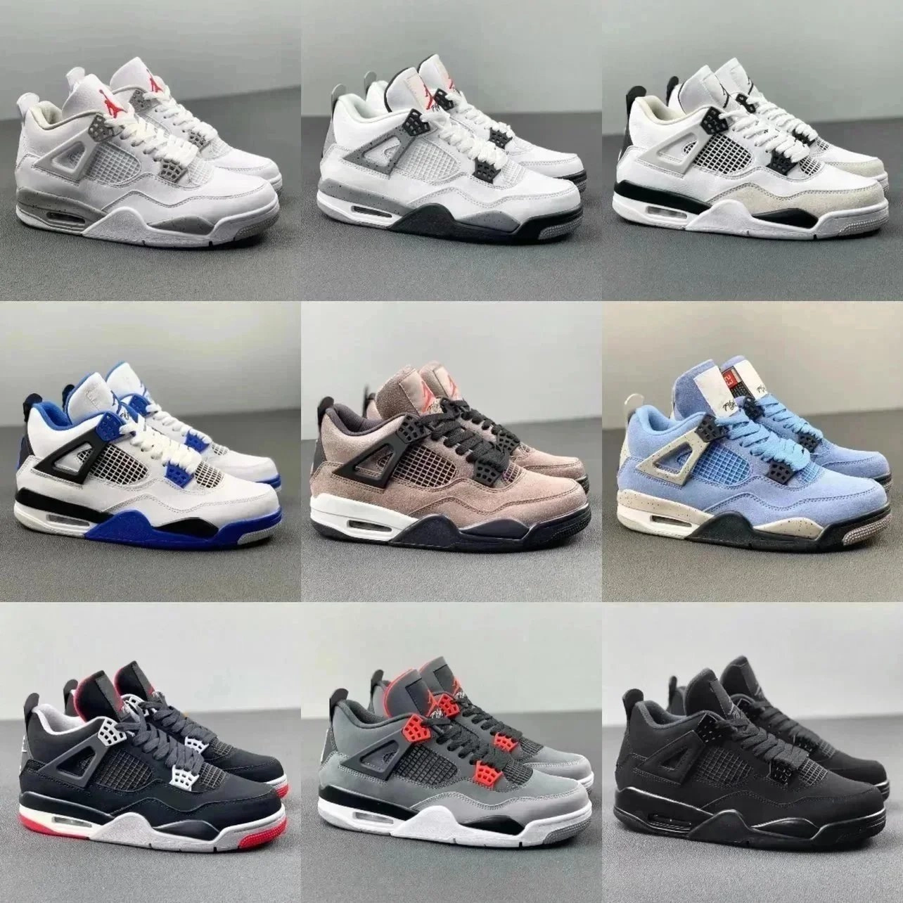 Air Jordan 4 Retro White Cement Grey Black Mesh Upper