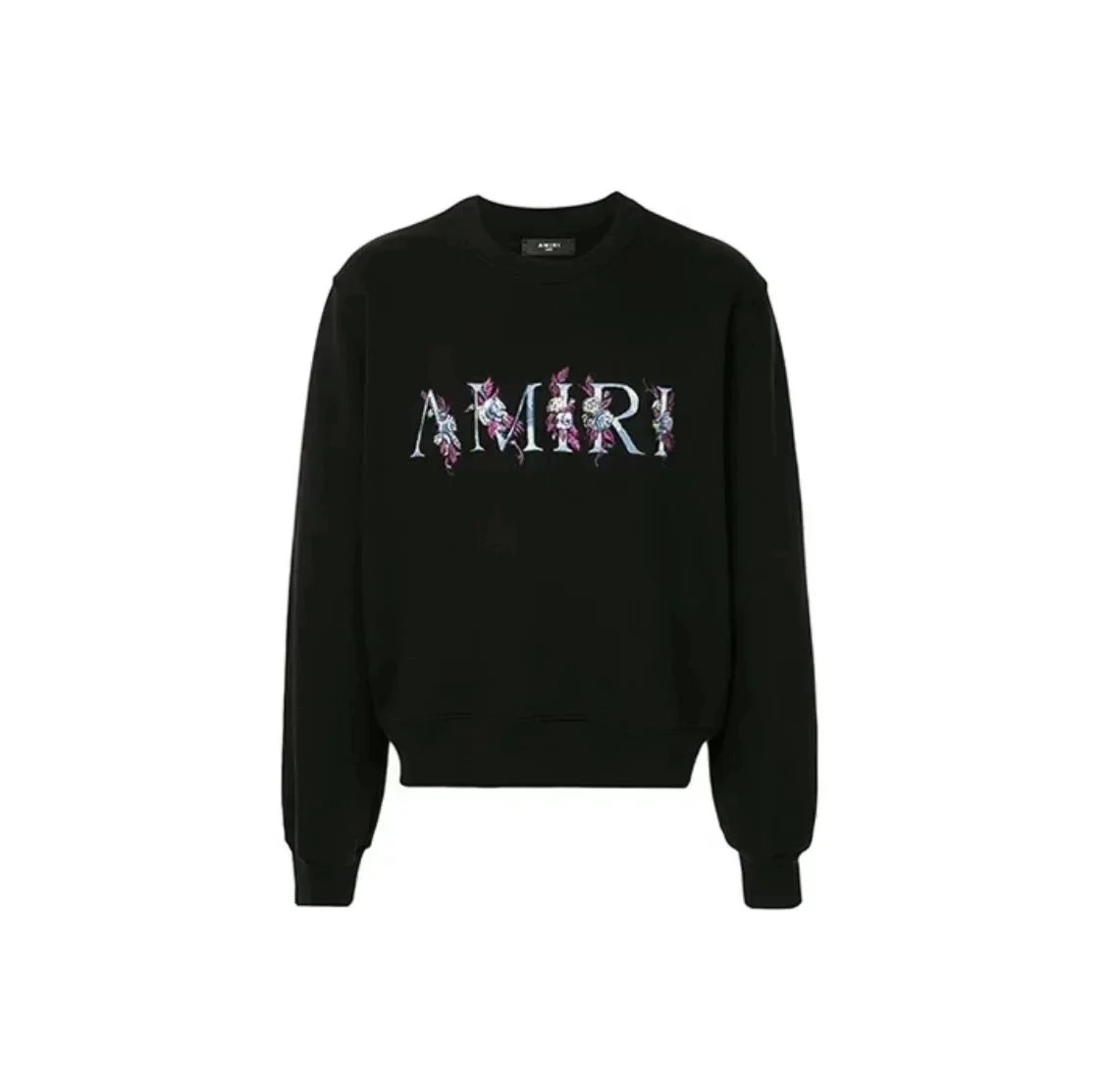 AMIRI Floral Embroidered Black Crewneck Sweatshirt