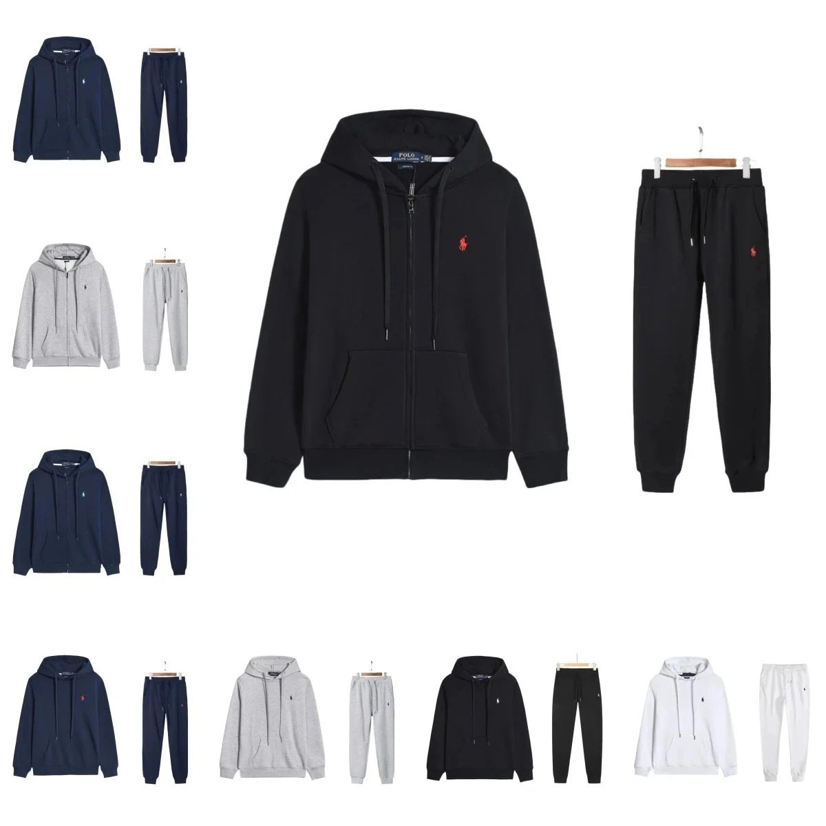 Polo Ralph Lauren Classic Full-Zip Hoodie with Embroidered Pony Logo - Black