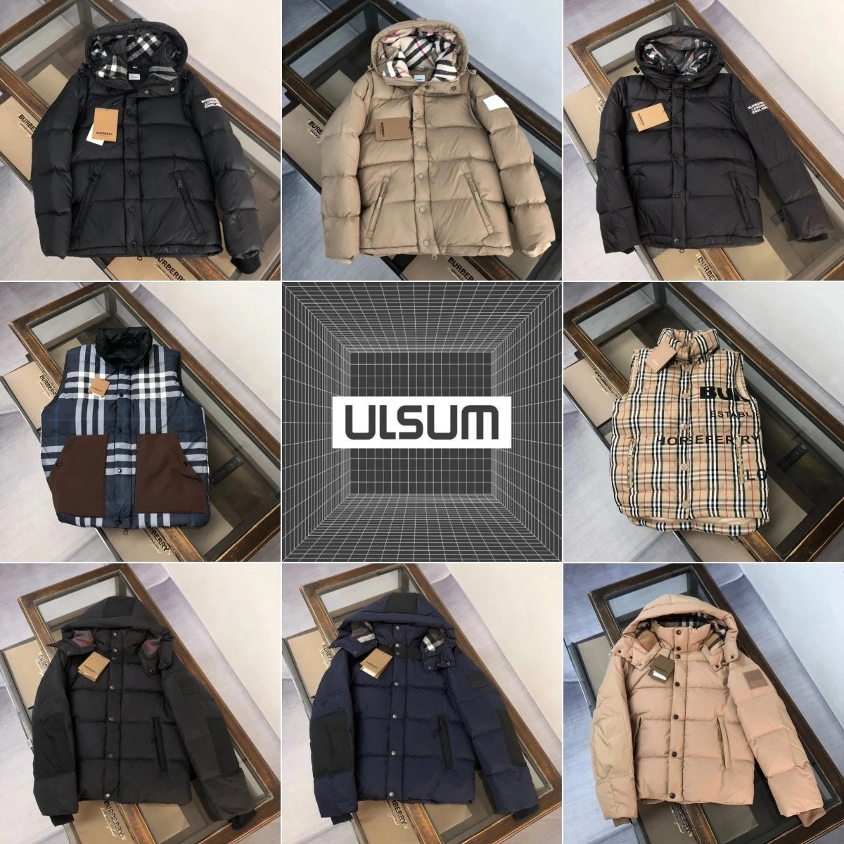 Burberry Puffer Jacket with Iconic Check Hood and Patch Detail