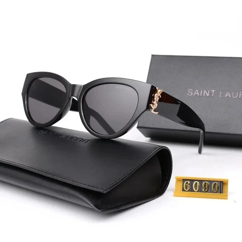 Saint Laurent SL 6090 Black Cat-Eye Sunglasses with Gold Logo
