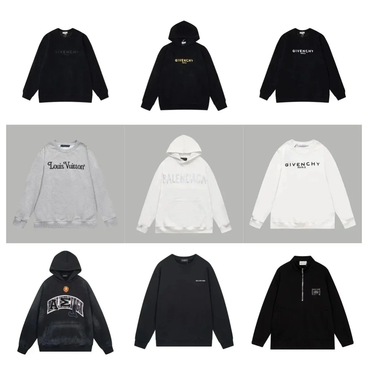 Givenchy Paris Black Embroidered Logo Hoodie with Gold Thread