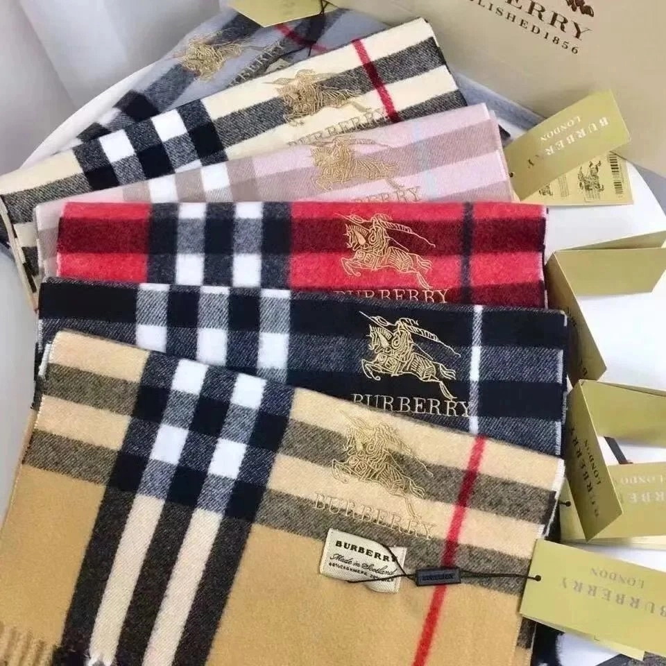 Burberry Classic Check Wool Scarf with Equestrian Knight Logo