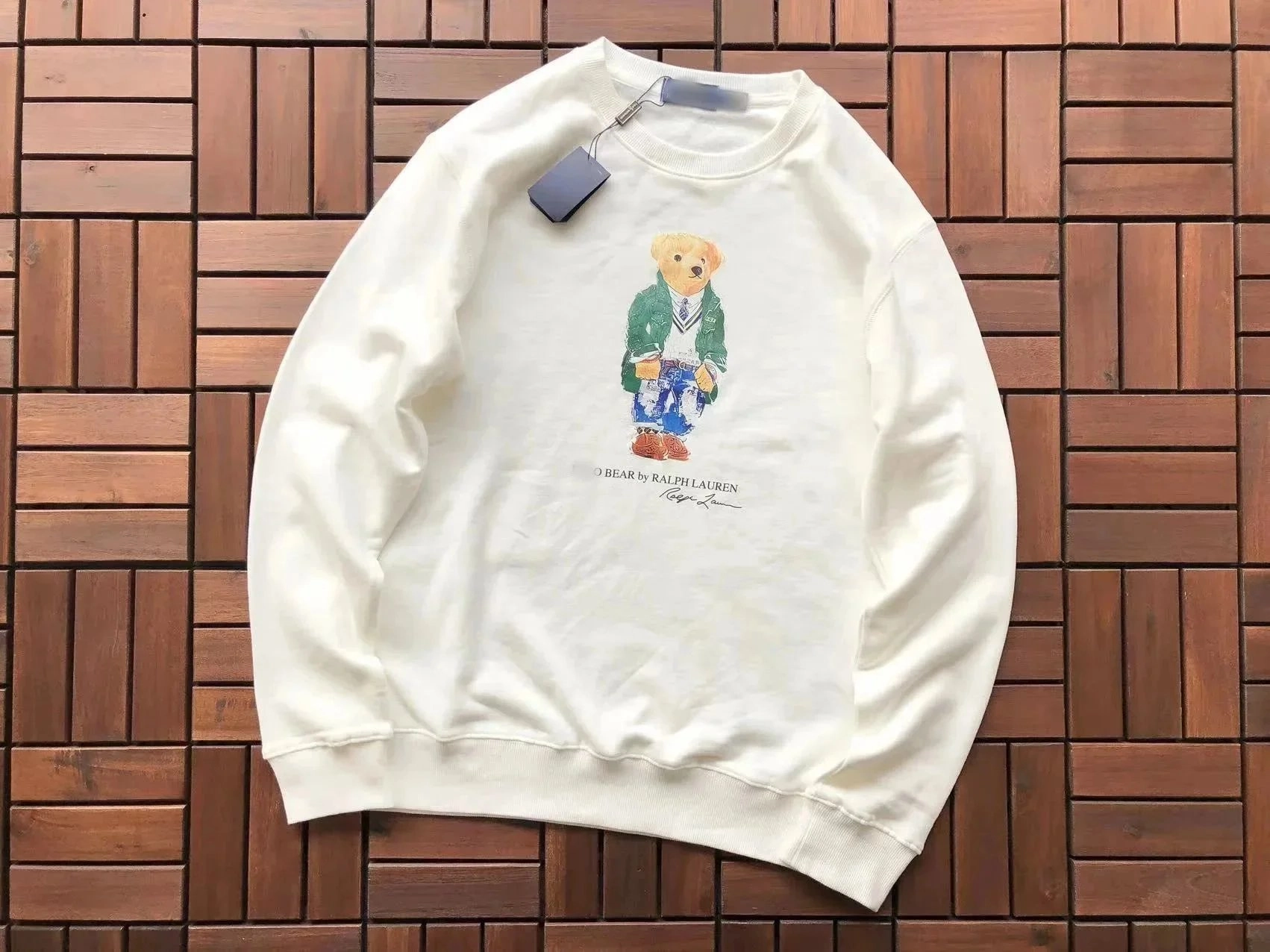 Ralph Lauren O Bear Crewneck Sweatshirt - Cream with Classic Bear Graphic