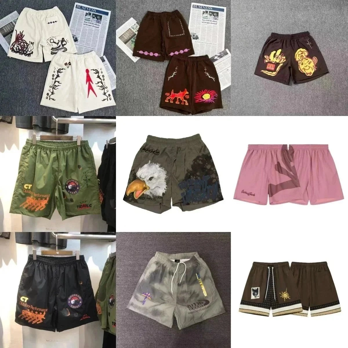 Travis Scott Cactus Jack Eagle Print Shorts - Olive Green