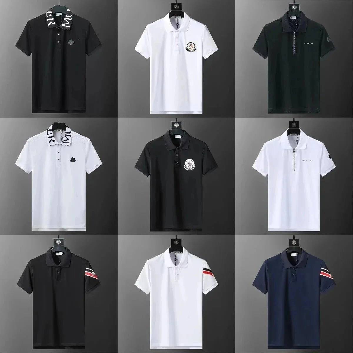 Moncler Classic Polo Shirt Black with Logo Collar Detail