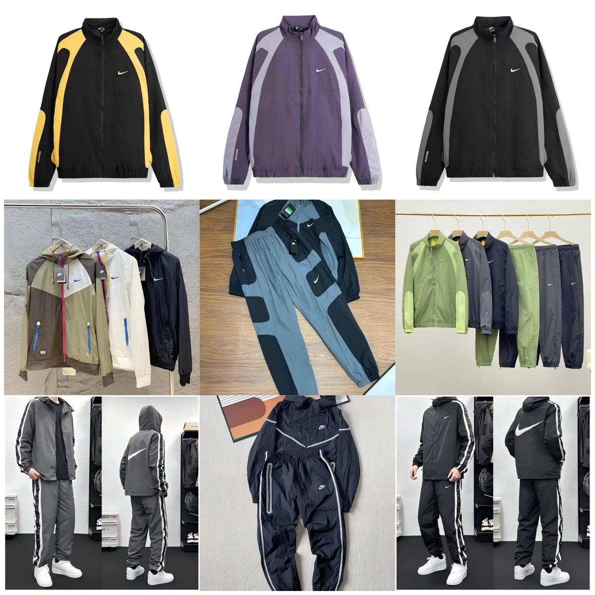 Nike Windrunner Jacket Black-Yellow Colorblock Full-Zip Track Jacket