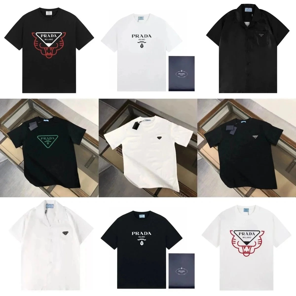 Prada Milano Triangle Logo T-Shirt Black Red Graphic Print