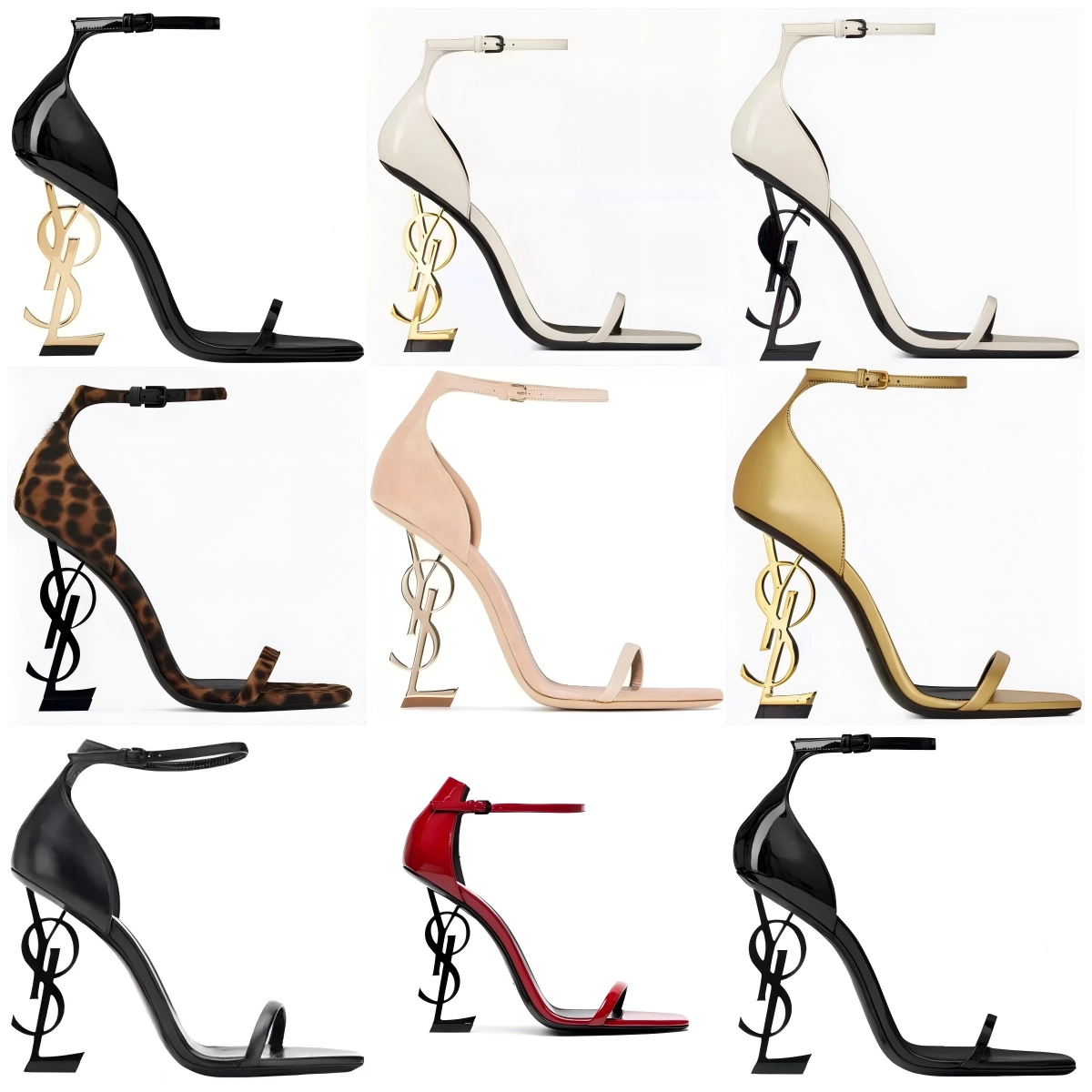 Saint Laurent Tribute YSL Logo Heel - Black Patent Leather