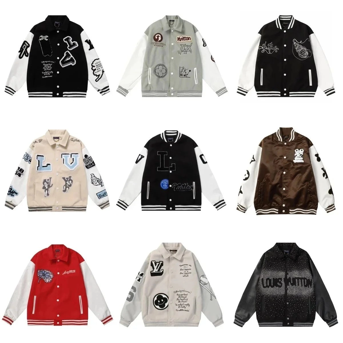Louis Vuitton Monogram Patchwork Varsity Jacket Black-White