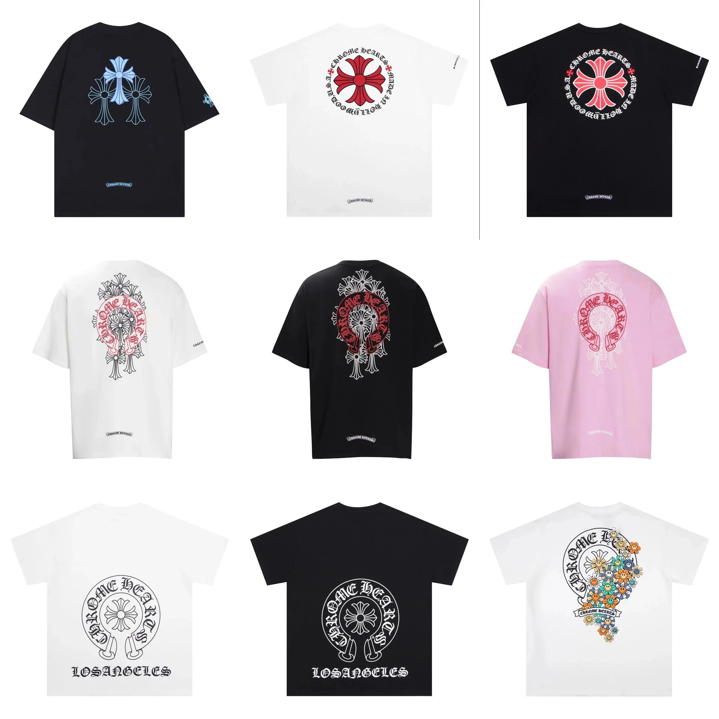 Chrome Hearts Cross Motif Graphic T-Shirt - Black Blue Triple Cross