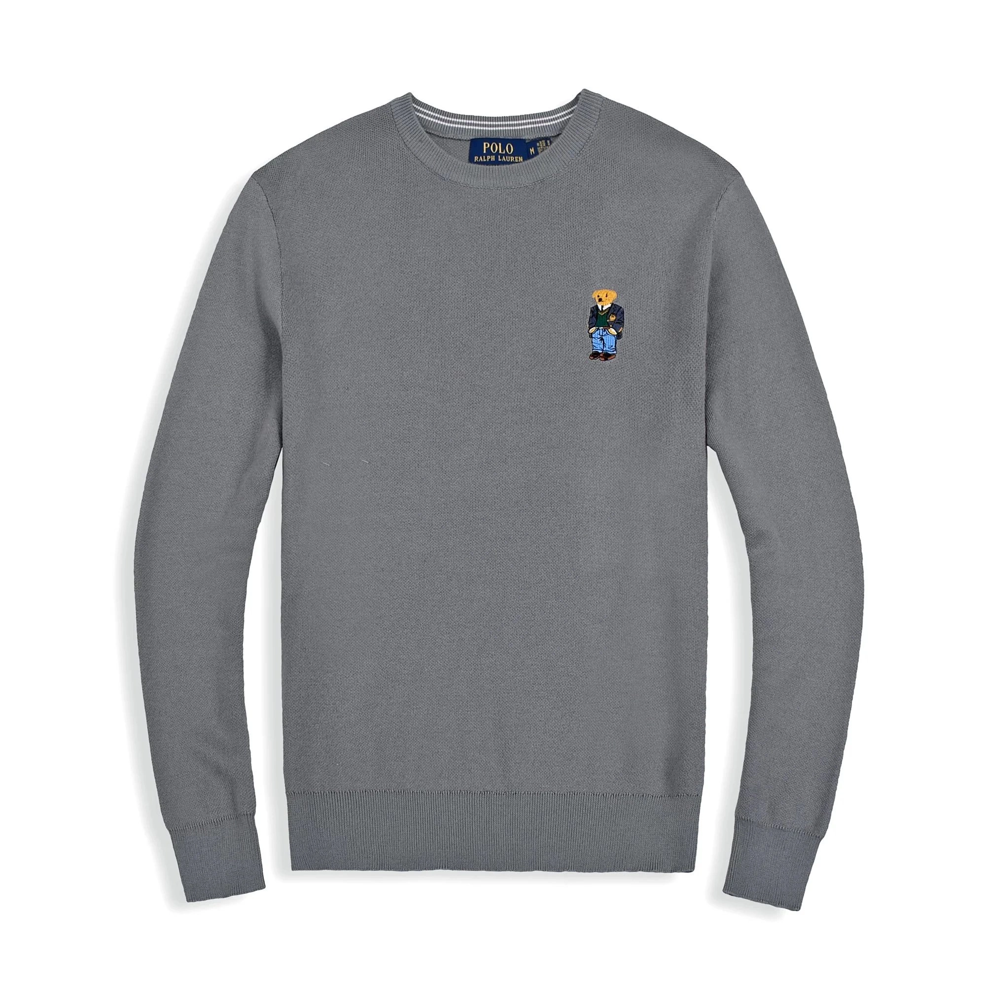 Polo Ralph Lauren Classic Bear Embroidered Crewneck Sweater - Gray