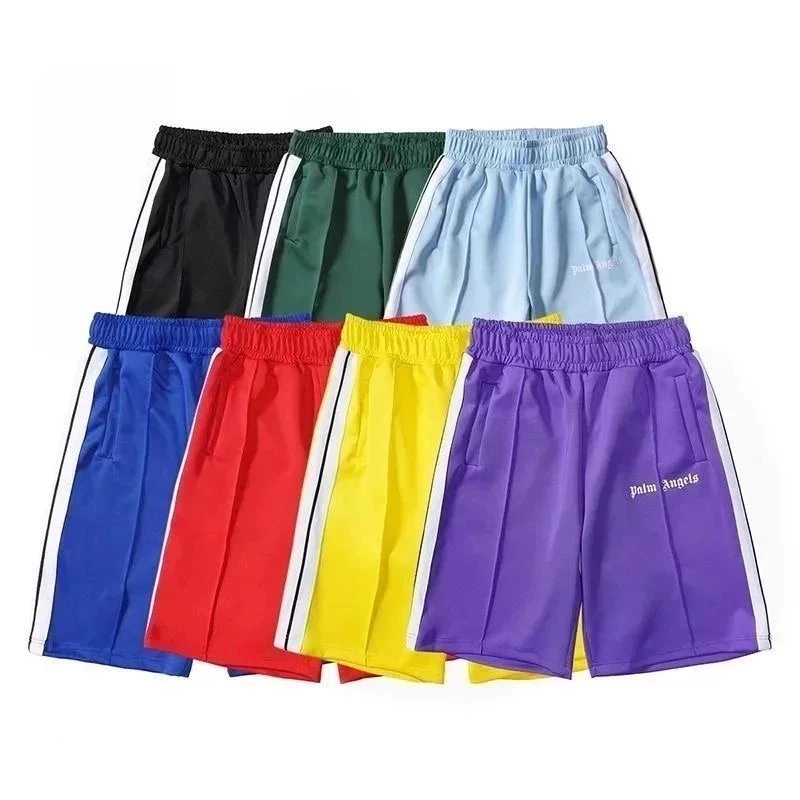 Palm Angels Track Shorts - Purple Side-Stripe with Logo Embroidery