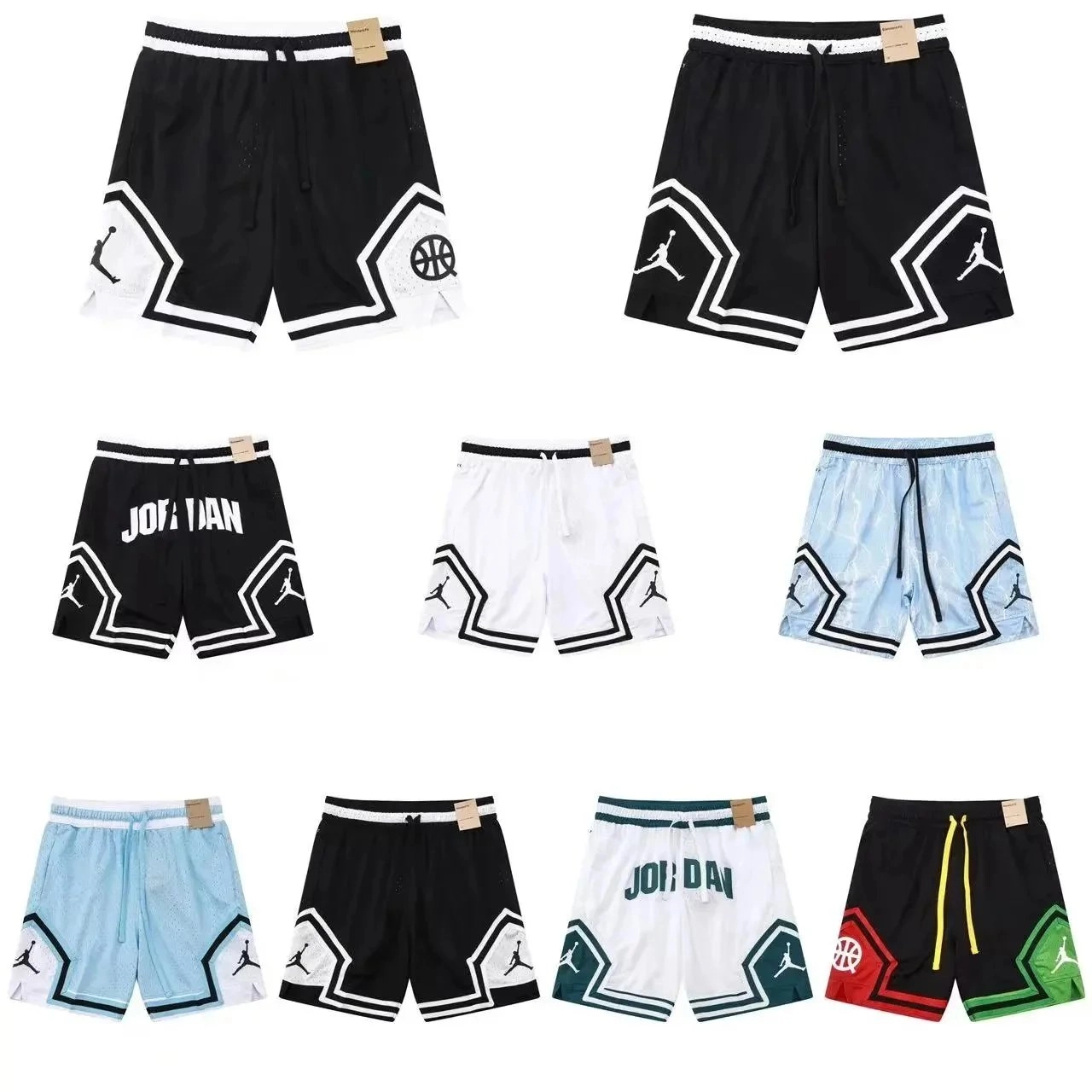 Jordan Diamond Shorts Black White Basketball Performance Shorts