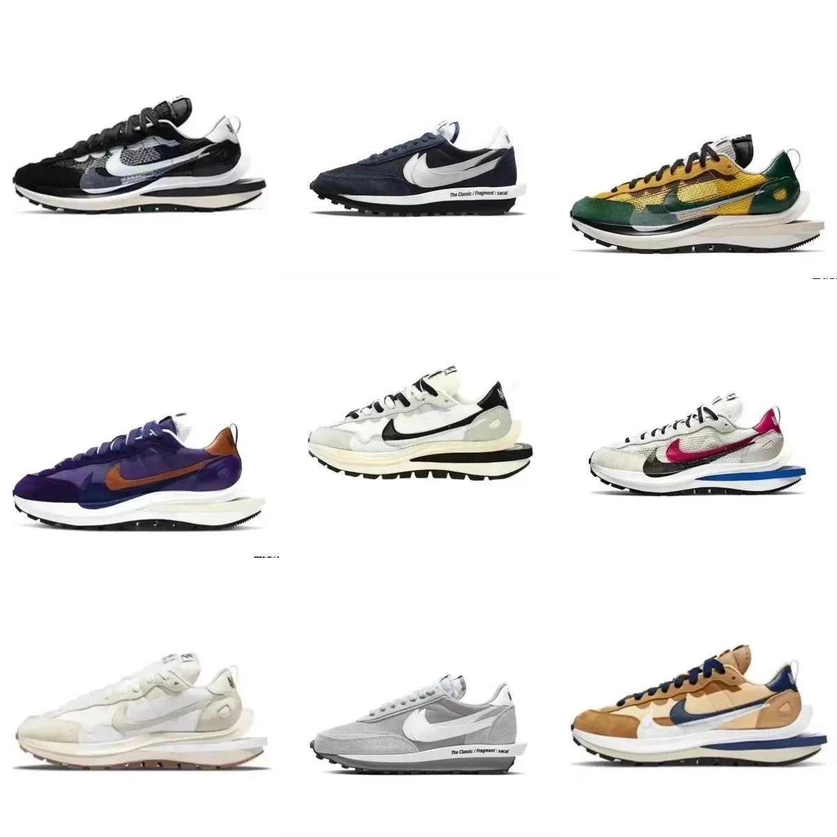 Nike Sacai VaporWaffle Black-White Mesh Overlay