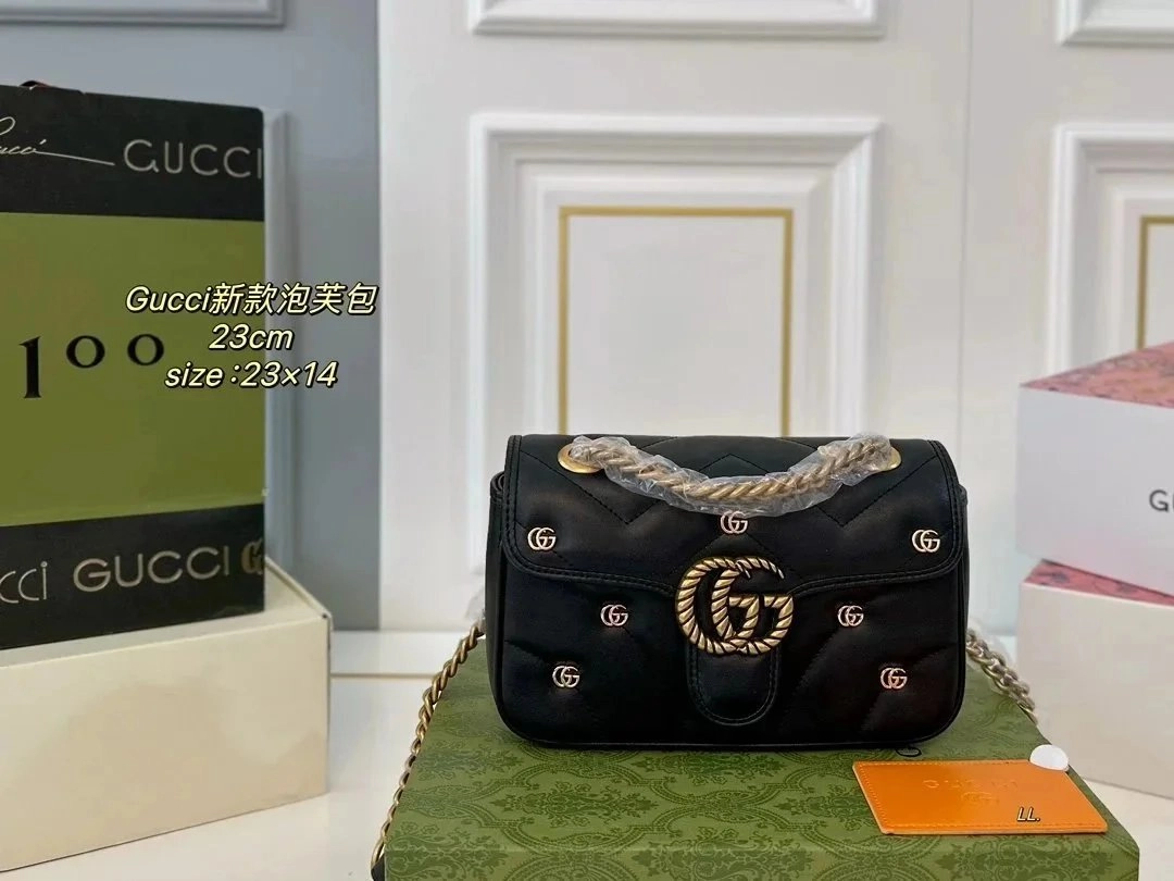 Gucci Marmont Mini Quilted Black Leather Bag with Rope Handle