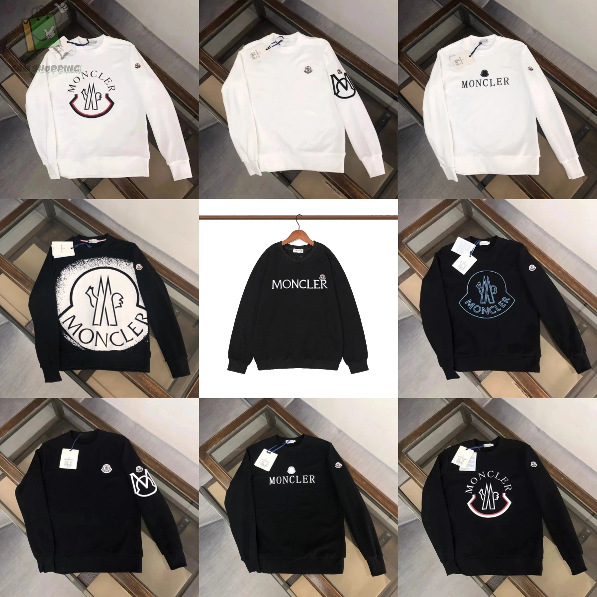 Moncler Logo Embroidered Crewneck Sweatshirt White Black