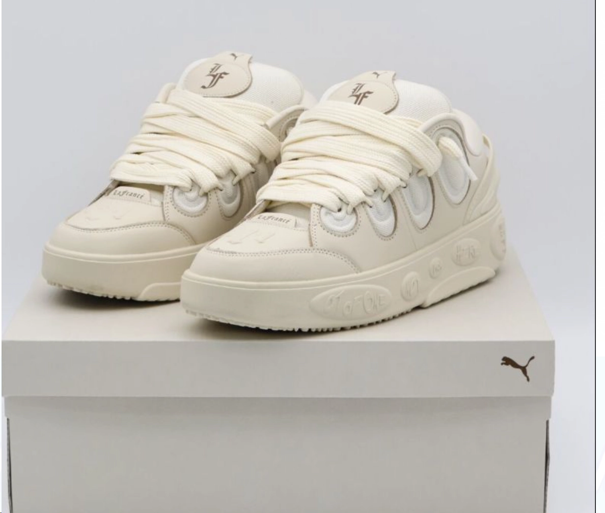 Puma x Lefranc Off-White Cream Sneakers with Dual Strap Design