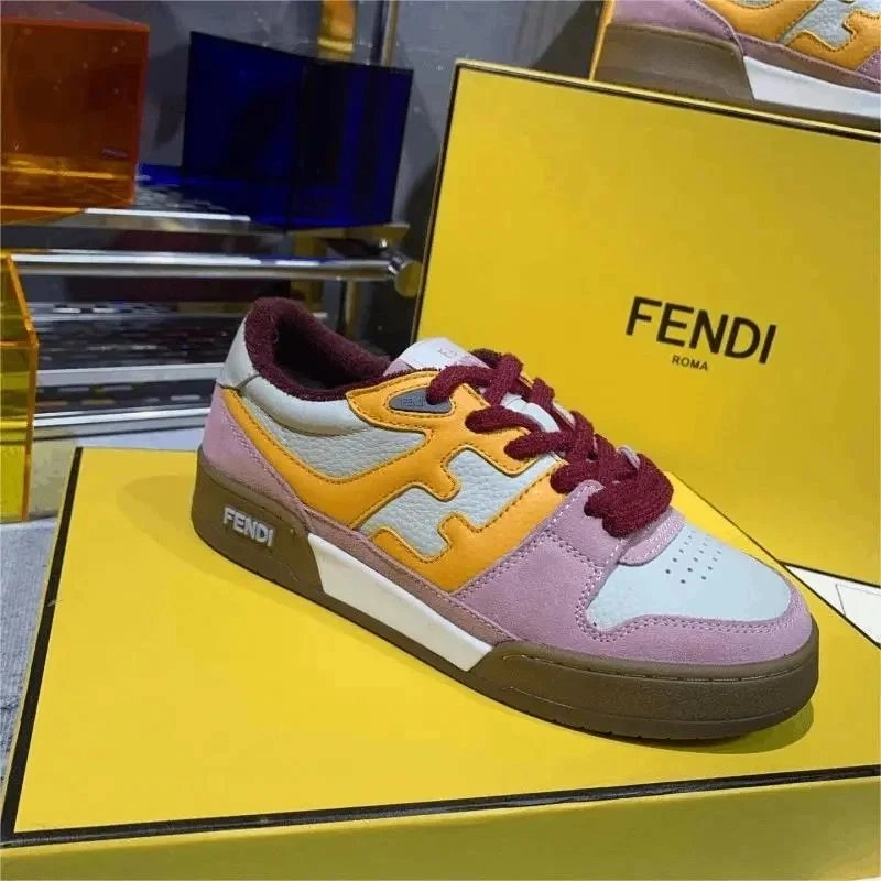 FENDI Roma Multicolor Logo Sneaker with Burgundy Laces