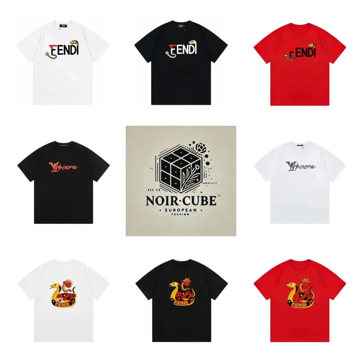 FENDI Snake Dragon Graphic T-Shirt Black Limited Edition