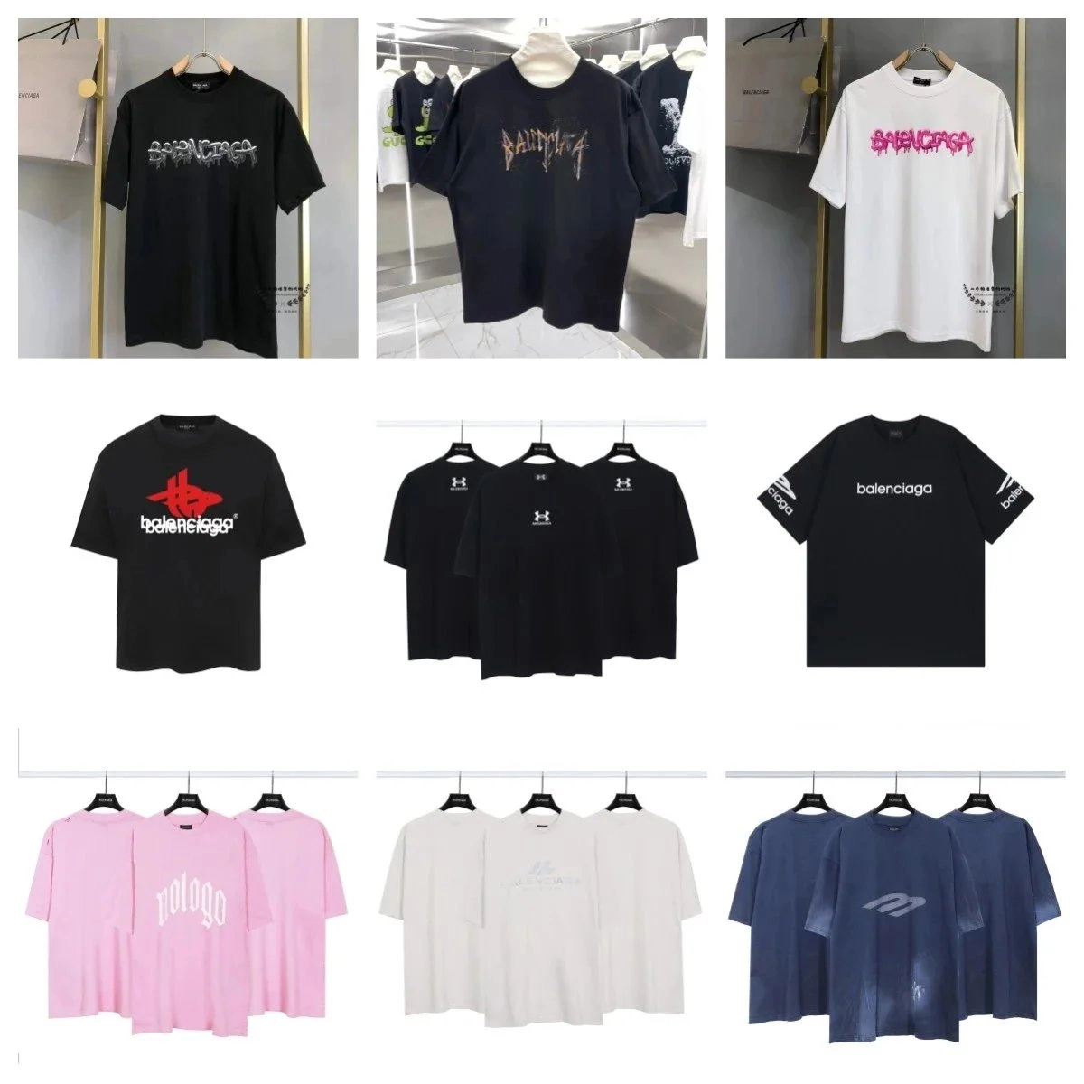 Balenciaga Distressed Logo T-Shirt Black Dripping Print