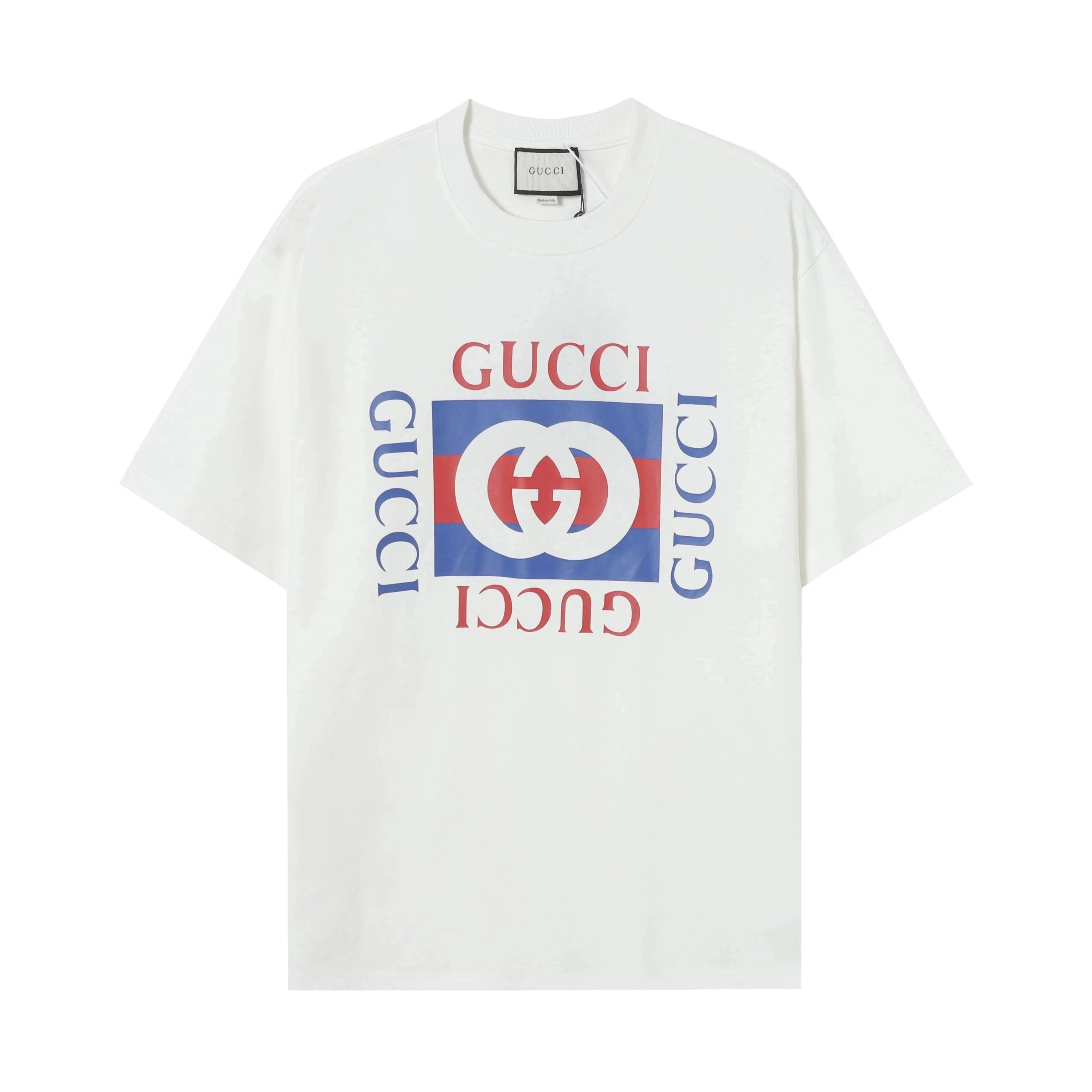 Gucci White Oversized T-Shirt with Interlocking GG Logo Print