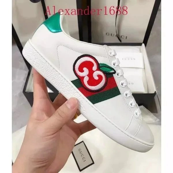 Gucci Ace Cherry Embroidered White Leather Sneaker