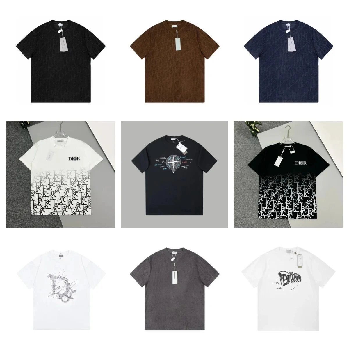 Dior Oblique Monogram Print T-Shirt Black White Contrast
