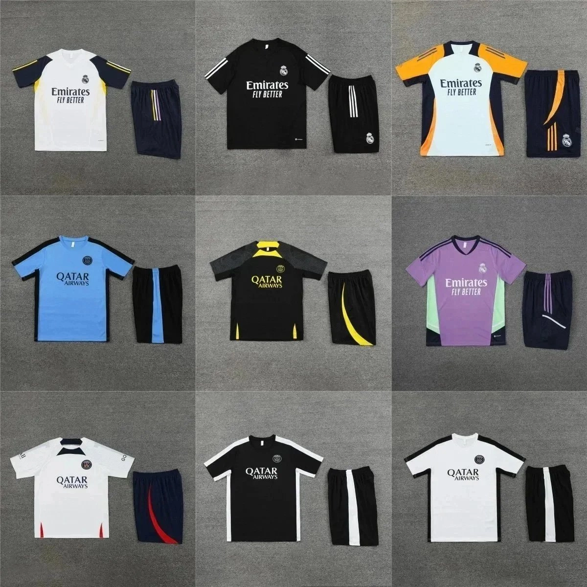 Real Madrid Training Jersey Set - White Navy Yellow Stripes