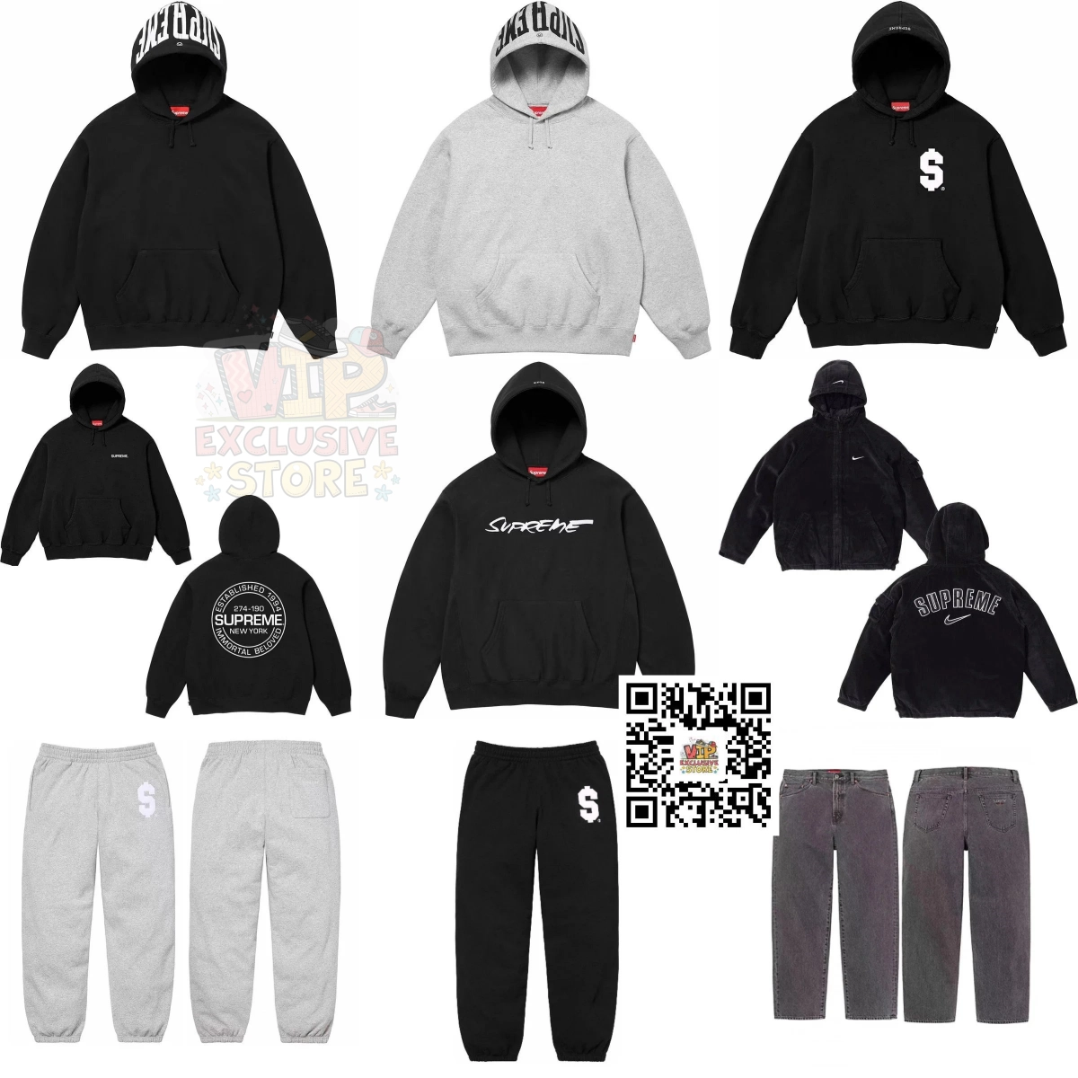 Supreme Box Logo Hooded Sweatshirt Black White