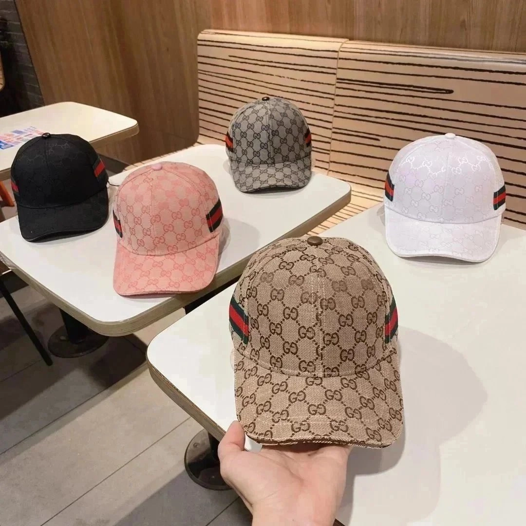 Gucci GG Monogram Baseball Cap Beige with Red-Green Web Trim