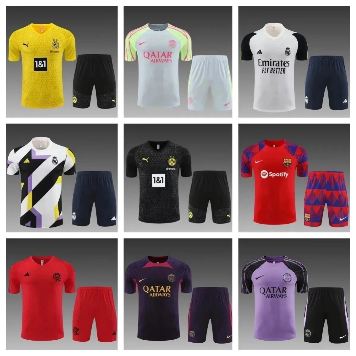BVB 2023-24 Yellow Training Jersey with 1&1 Sponsor and Black Shorts