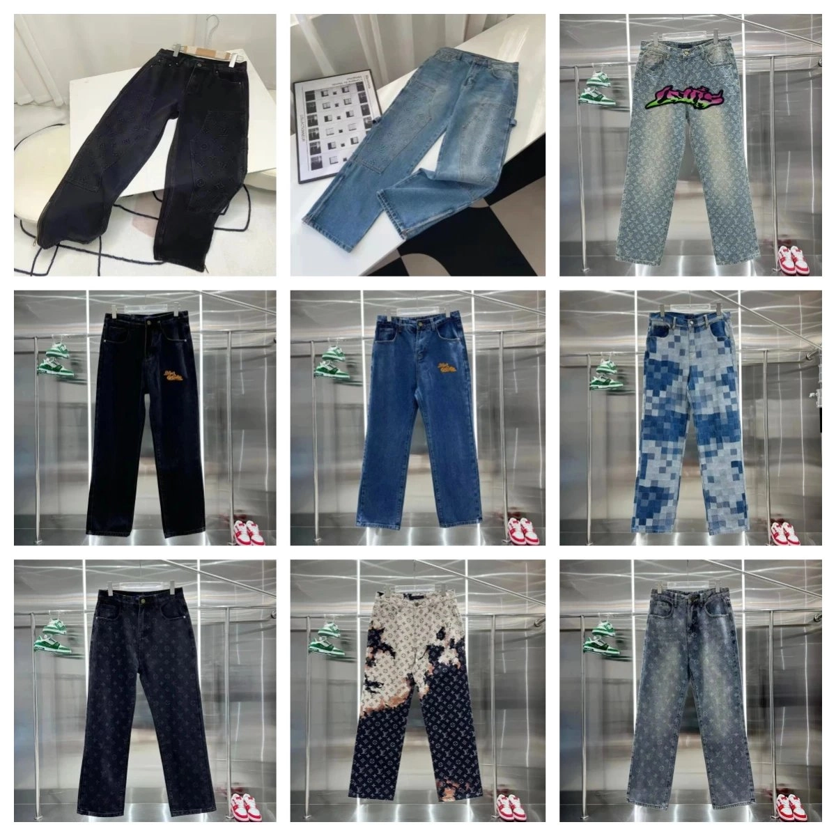 Louis Vuitton Monogram Pixelated Denim Jeans - Blue