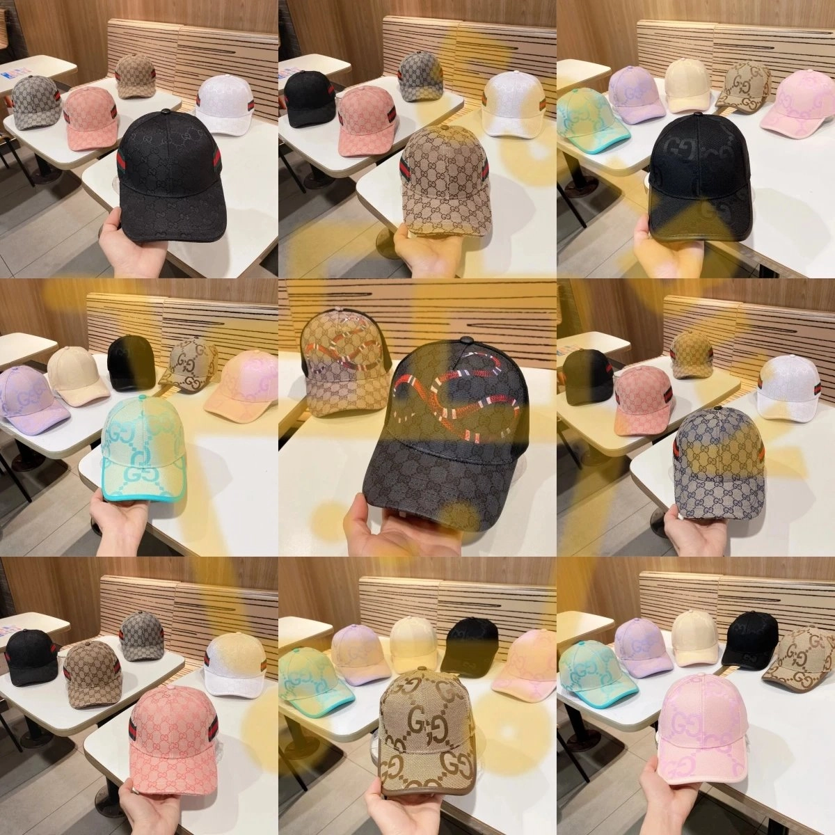 Gucci GG Monogram Baseball Cap with Red-Blue Web Trim