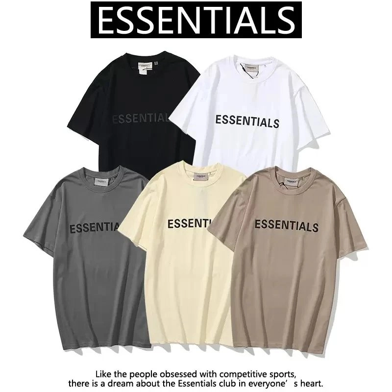 ESSENTIALS Logo Print Oversized Cotton T-Shirt - Black