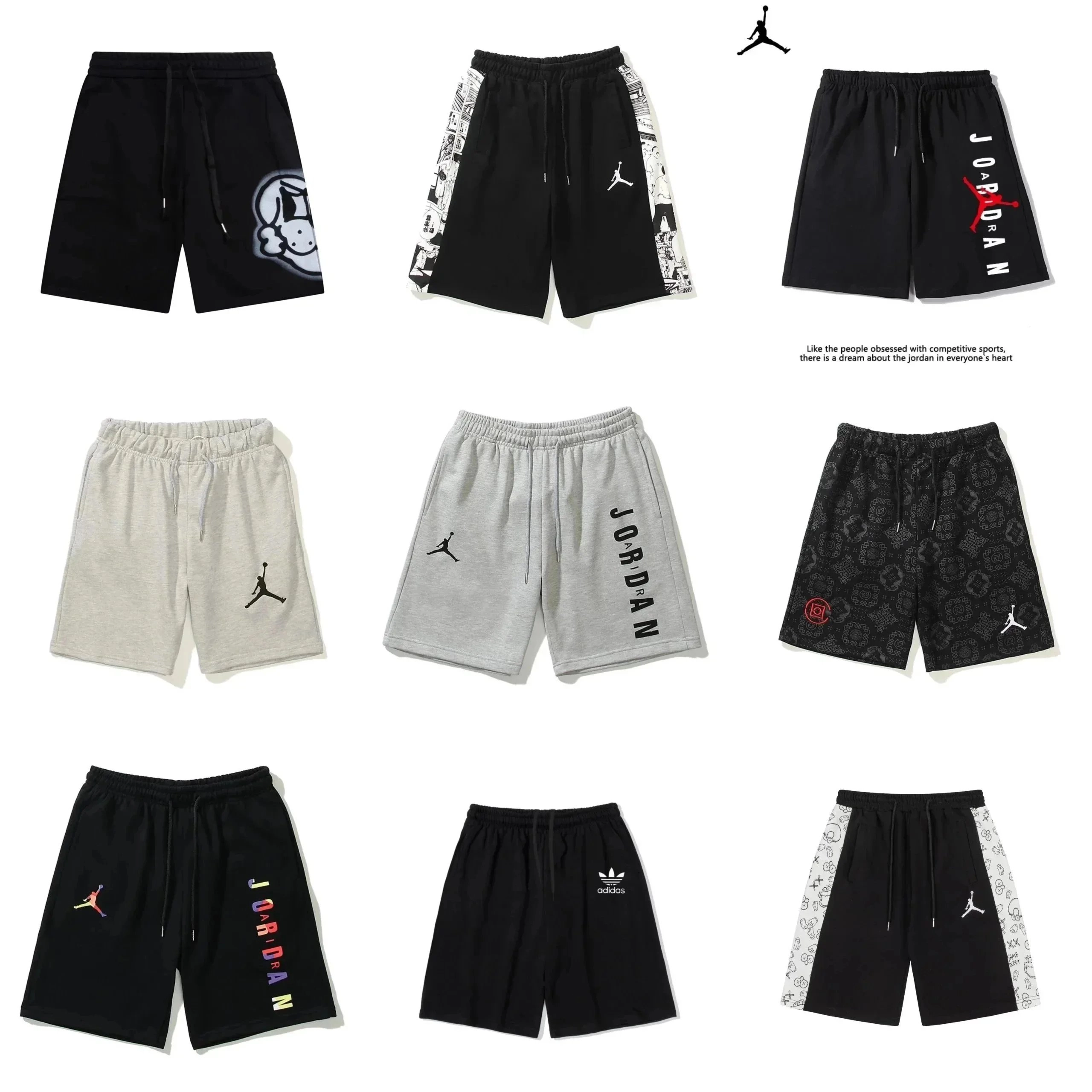 Jordan Brand Black Shorts with Manga Print Side Panels